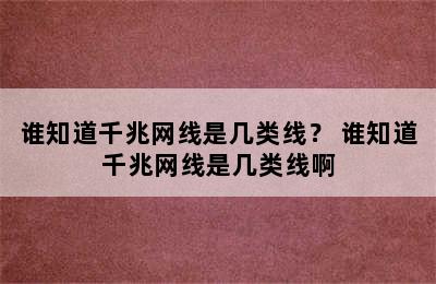 谁知道千兆网线是几类线？ 谁知道千兆网线是几类线啊